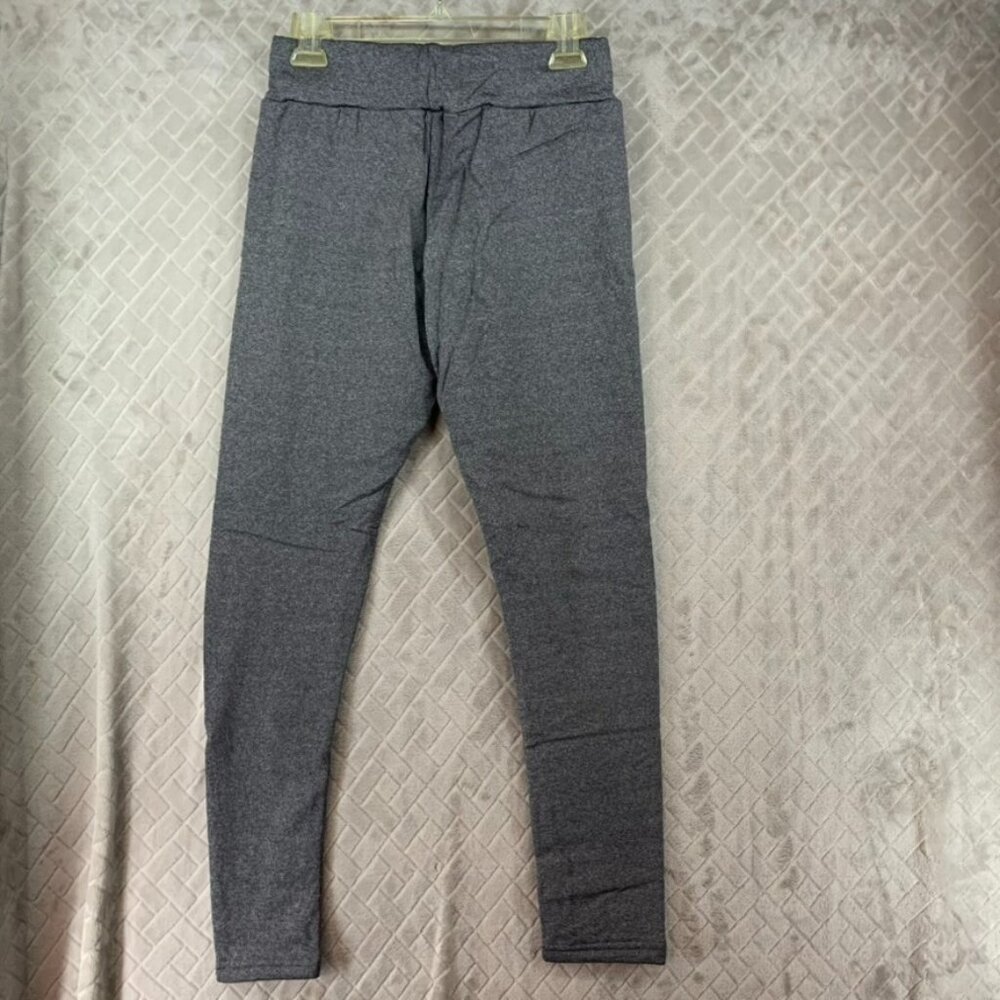 Dragonfly Womans Large Leggings Gray Faux Sherpa Lined High Rise Pull On Comfort